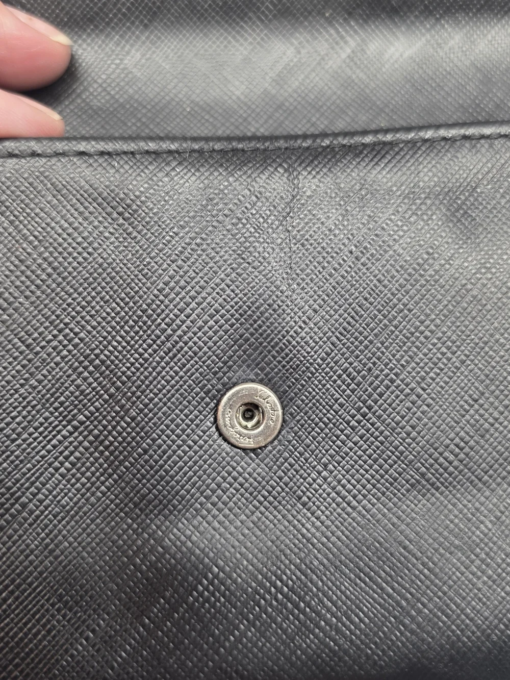 Black Ferragamo Leather Gancini Clutch with Silver Logo Hardware
